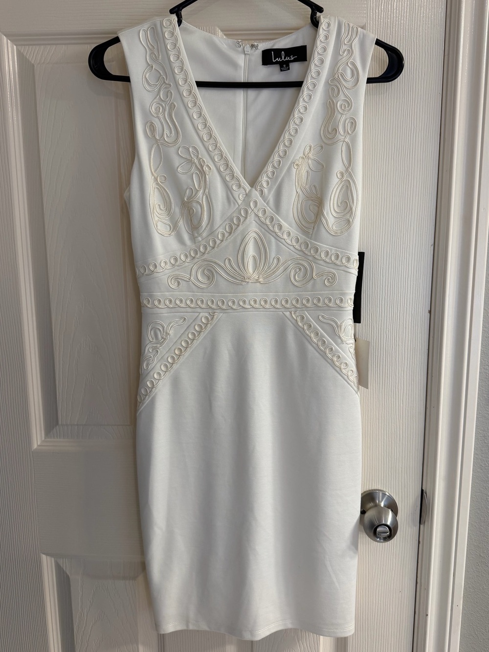 Lulus Malerie White Embroidered Body-Con Dress, NWT